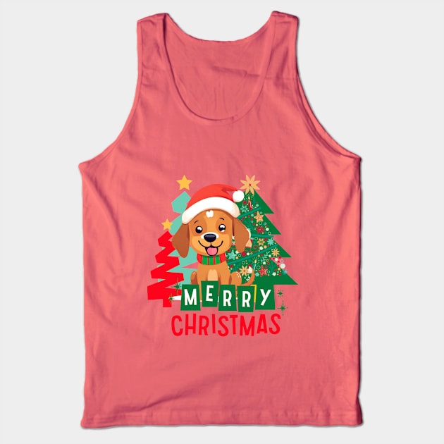 Cute Brown dog Merry Christmas ,Brafdesign Tank Top by Brafdesign